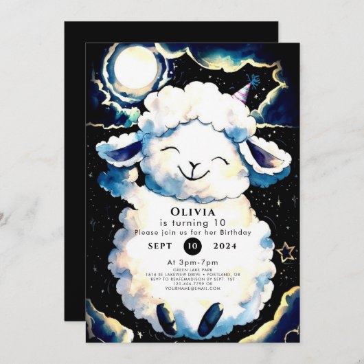 Colorful Boho Sheep Birthday Einladung (Vorne/Hinten)