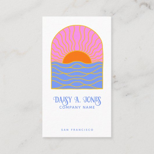 Colorful Boho Sunrise Business Card Visitenkarte (Vorderseite)