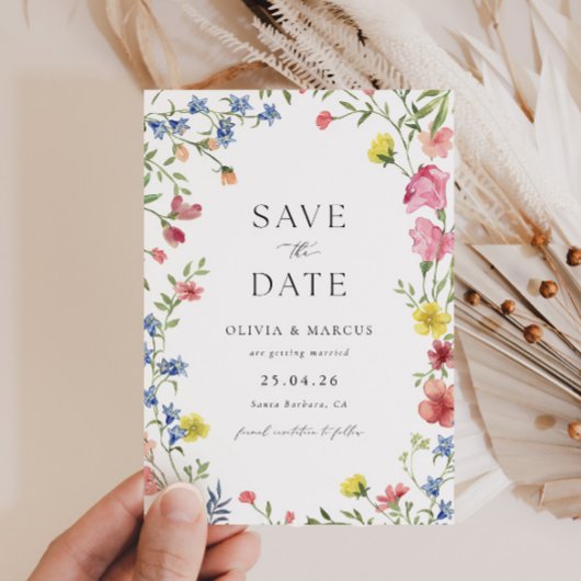 Colorful Boho Wildblume Fairytale Save The Date