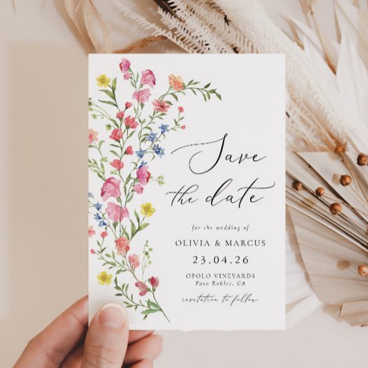 Colorful Boho Wildblume Fairytale Save The Date
