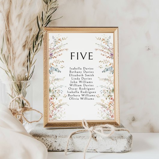 Colorful Boho Wildblume Hochzeit Tischnummern