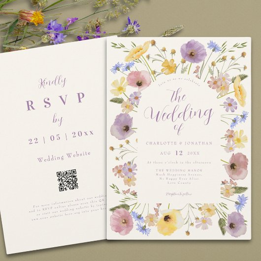 Colorful Boho Wildblume Wedding Einladung