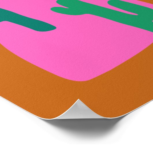 Colorful Boho Wüste Cactus Art Illustration Poster (Ecke)