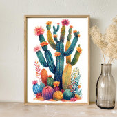 Colorful Boho Wüste Cactus Art Poster