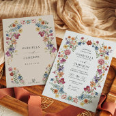 Colorful & Bold Boho Flower Garden Wedding Einladung