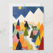 Colorful Bold Retro Abstract Christmas Landscape Mitteilungskarte (Rückseite)