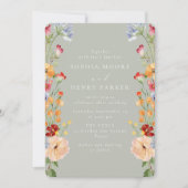 Colorful Bold Wildflowers Sage Wedding Einladung (Vorderseite)