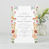 Colorful Bold Wildflowers Wedding Einladung (Stehend Vorderseite)
