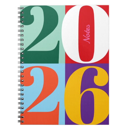Colorful Bold Year Blocks Custom Title Notizblock (Vorderseite)