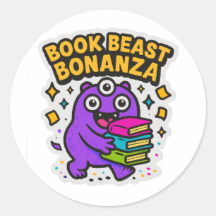 Colorful Book Monster Sticker - Fun Book Lover