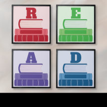 Colorful Books Read Letters Wall Art Tile