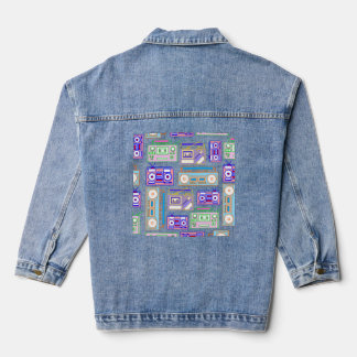 Colorful Boom Box Denim Jean Jacket Jeansjacke