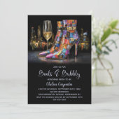 Colorful Boots and Bubbly Bridal Shower Einladung (Stehend Vorderseite)