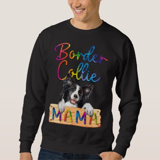 Colorful Border Collie Mama Dog Mom Sweatshirt (Vorderseite)