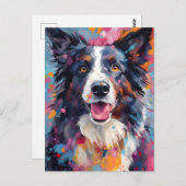 Colorful Border Collie Postkarte (Vorne/Hinten)