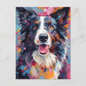 Colorful Border Collie Postkarte (Vorderseite)