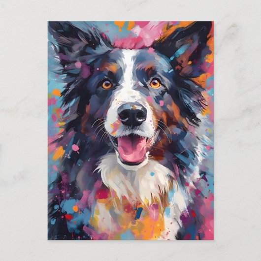 Colorful Border Collie Postkarte (Vorderseite)