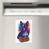 Colorful Boston Terrier Pop Art Portrait Magnet (In Situ (Geschirrspüler))