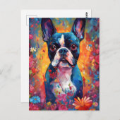 Colorful Boston Terrier Postkarte (Vorne/Hinten)