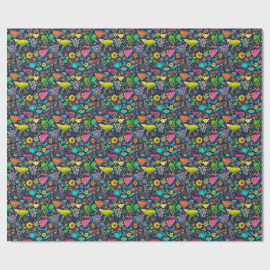 Colorful botanical pattern geschenkpapier (Flach)