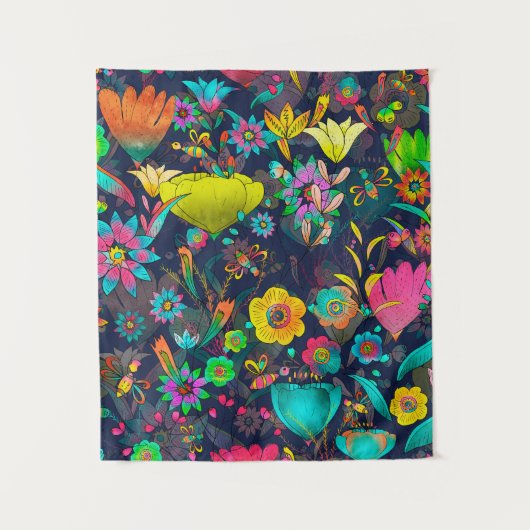 Colorful botanical pattern wandteppich (Vorderseite)