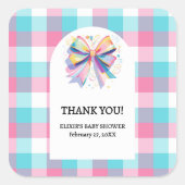 Colorful Bow Baby Dusche Quadratischer Aufkleber (Vorderseite)