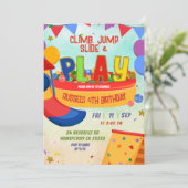 Colorful Boy Indoor Playground Birthday Invitation Einladung (Stehend Vorderseite)