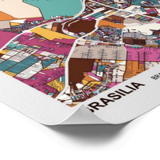 Colorful Brasilia Map Poster (Ecke)
