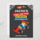 Colorful Brick Racer Birthday Einladung (Vorderseite)