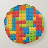colorful bricks kids pattern rundes kissen (Rückseite)