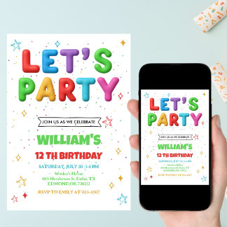 Colorful Bright Birthday Party Invitation Einladung