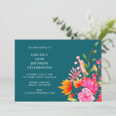 Colorful Bright Floral Watercolor Birthday Party Einladung (Stehend Vorderseite)