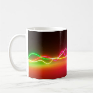 Colorful bright neon glowing graphic equalizer. Mu Kaffeetasse