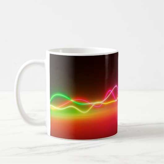 Colorful bright neon glowing graphic equalizer. Mu Kaffeetasse (Links)