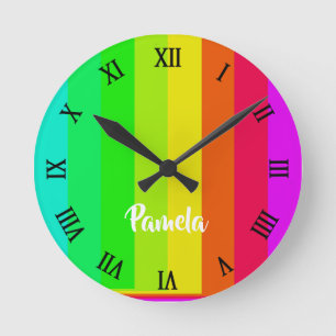Colorful bright rainbow lines runde wanduhr