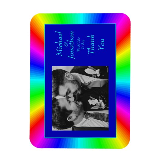 Colorful Bright Rainbow Wedding Danke Magnet (Vertikal)