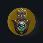 Colorful Brown Gold Hamsa Rainbow Color Third Eye Button<br><div class="desc">You are viewing The Lee Hiller Photography Art and Designs Collection of Home and Office Decor,  Apparel,  Gifts and Collectibles. The Designs include Lee Hiller Photography and Mixed Media Digital Art Collection http://LeeHiller.com</div>