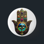 Colorful Brown Gold Hamsa Rainbow Color Third Eye Button<br><div class="desc">You are viewing The Lee Hiller Photography Art and Designs Collection of Home and Office Decor,  Apparel,  Gifts and Collectibles. The Designs include Lee Hiller Photography and Mixed Media Digital Art Collection http://LeeHiller.com</div>