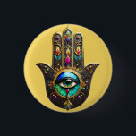 Colorful Brown Gold Hamsa Rainbow Color Third Eye Button<br><div class="desc">You are viewing The Lee Hiller Photography Art and Designs Collection of Home and Office Decor,  Apparel,  Gifts and Collectibles. The Designs include Lee Hiller Photography and Mixed Media Digital Art Collection http://LeeHiller.com</div>