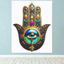 Colorful Brown Gold Hamsa Rainbow Color Third Eye