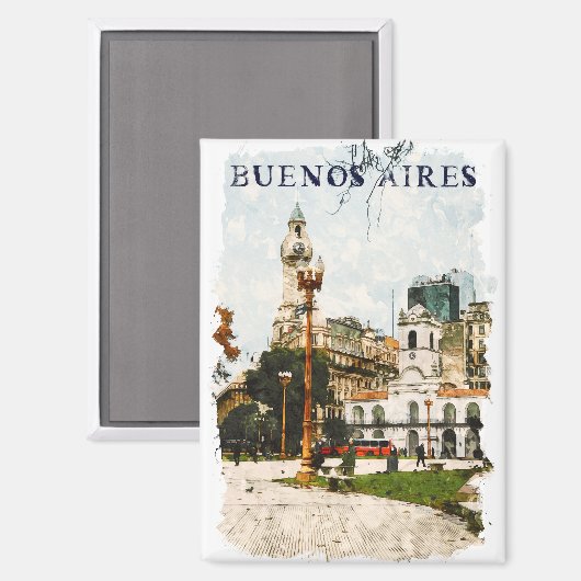 Colorful Buenos Aires Argentinien Skyline Magnet (Vorderseite/Rückseite)