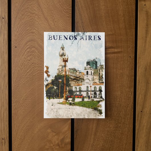 Colorful Buenos Aires Argentinien Skyline Postkarte