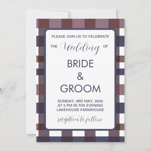 Colorful Buffalo Kariert Country Lumberjack Hochze Einladung (Vorderseite)