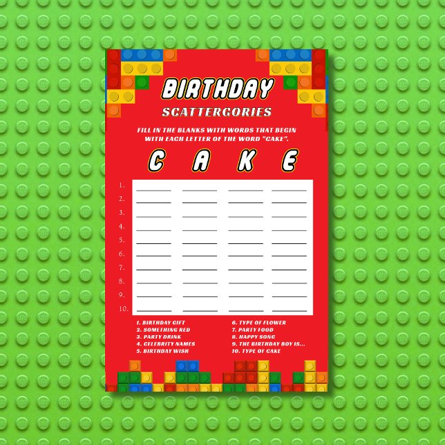 Colorful Builder Birthday Scattergories Game (Von Creator hochgeladen)