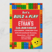 Colorful Builder-Themed Birthday Creative Kids Einladung (Vorderseite)