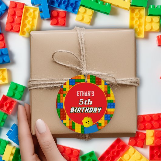 Colorful Builder Themed Birthday Creative Party Geschenkanhänger