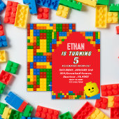 Colorful Building Blocks Birthday Kids Party Einladung