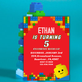 Colorful Building Blocks Birthday Kids Party Einladung