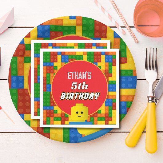 Colorful Building Blocks Birthday Napkins for Kids Serviette