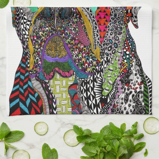 Colorful Bullmastiff Lover Kitchen Towel Geschirrtuch (Gefaltet)